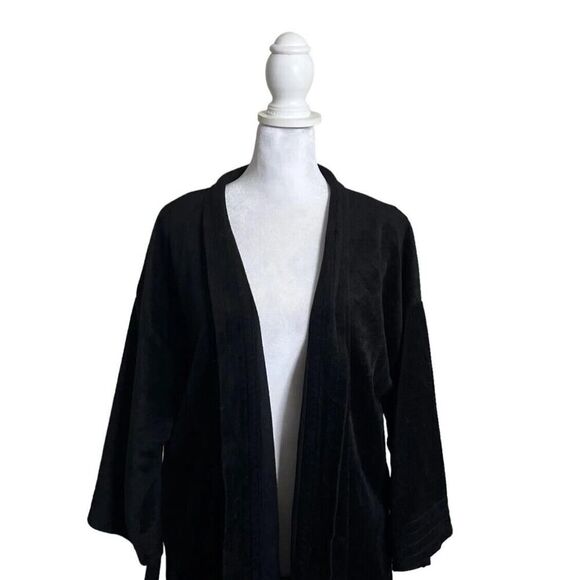 Henry Grethel Men’s Vintage Soft Black Belted Robe PJ OSFM - Picture 3 of 11